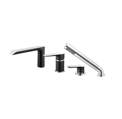 Adore Black/Chrome - 4-lyukú peremre szerelhető kádcsaptelep